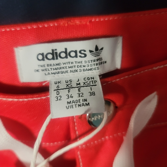 ADIDAS X FIORUCCI Red High Waisted Side Striped Jeans BNWT - Picture 4 of 10